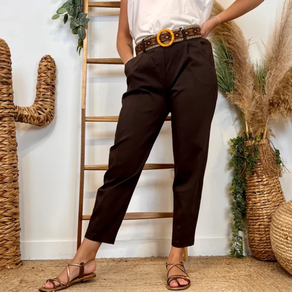 L750- Pantalon fuseau (TU) - marron - taille-unique