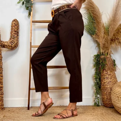 L750- Pantalon fuseau (TU) - marron - taille-unique