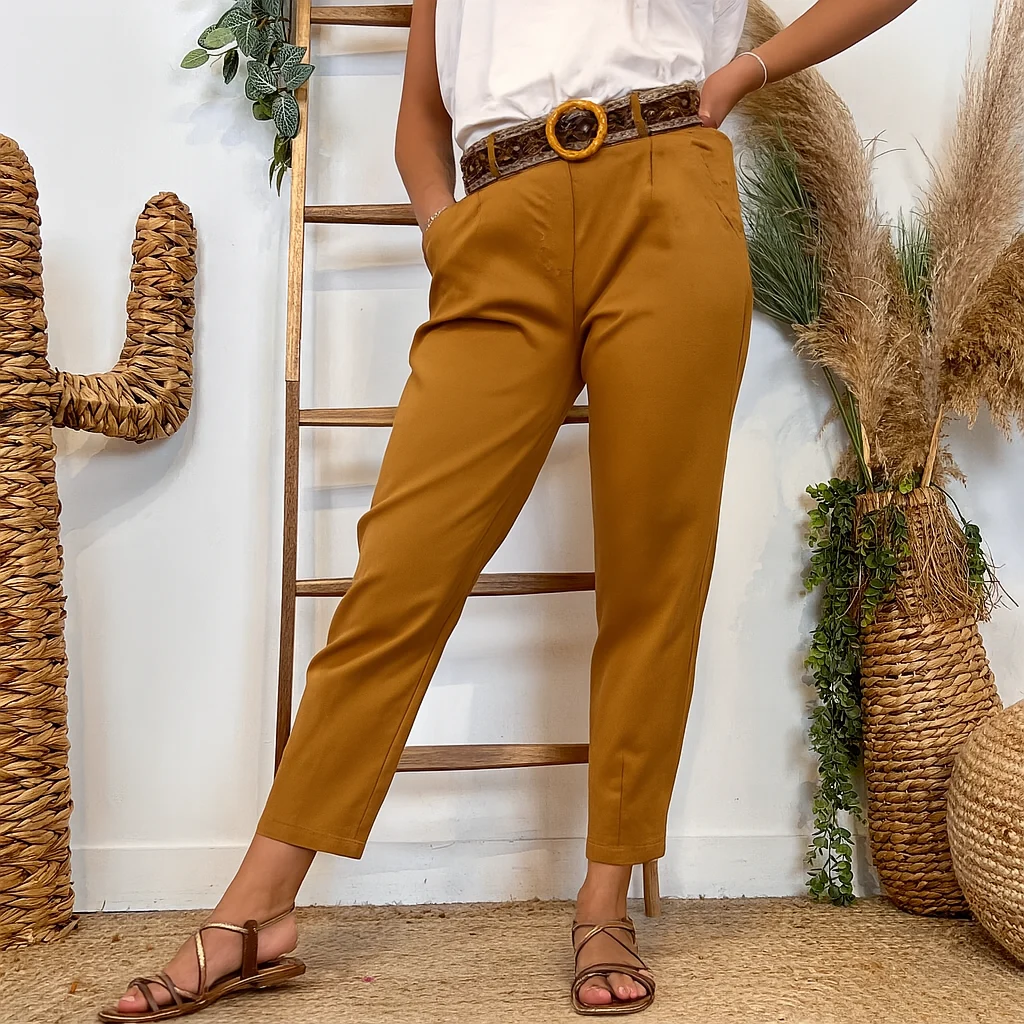 L750- Pantalon fuseau (TU) - camel - taille-unique