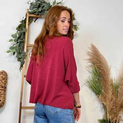 k984- Pull léger Emporium (Tu) - bordeaux - taille-unique