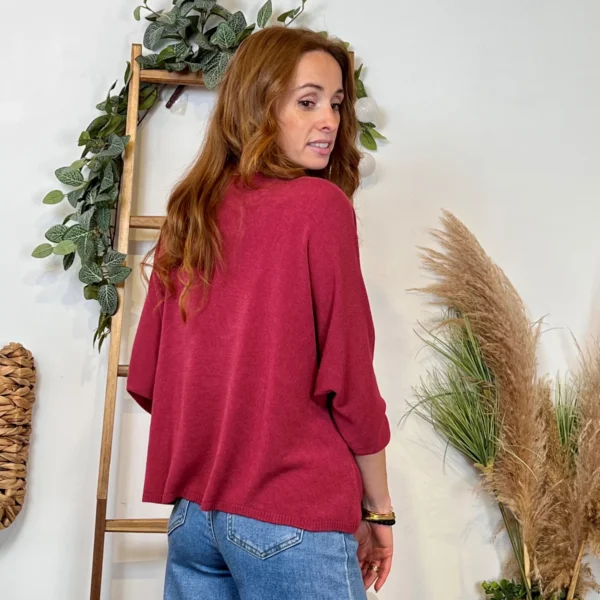 k984- Pull léger Emporium (Tu) - bordeaux - taille-unique