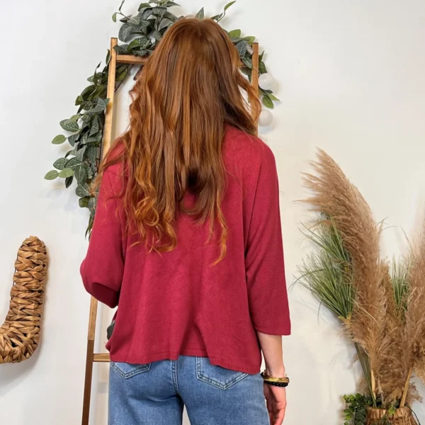 k984- Pull léger Emporium (Tu) - bordeaux - taille-unique