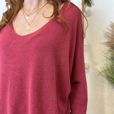 k984- Pull léger Emporium (Tu) - bordeaux - taille-unique