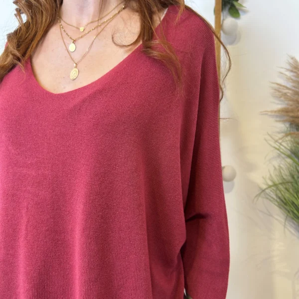 k984- Pull léger Emporium (Tu) - bordeaux - taille-unique