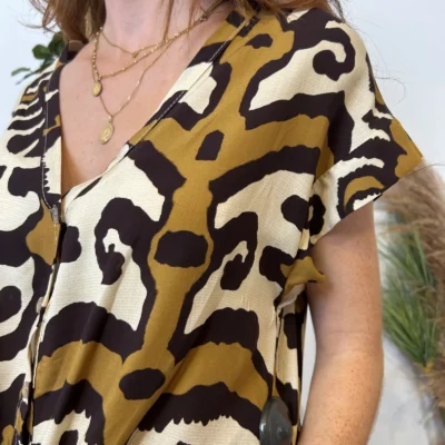 K137- Chemise "Marbrée" (Tu) 🇮🇹 - moutarde - taille-unique