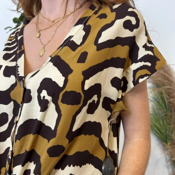K137- Chemise "Marbrée" (Tu) 🇮🇹 - moutarde - taille-unique