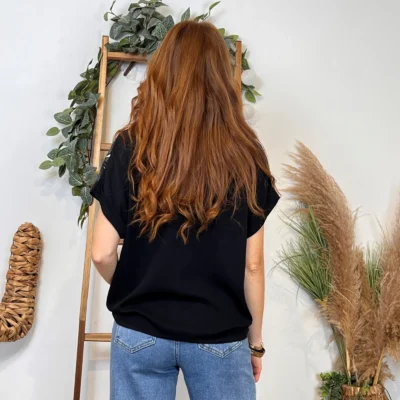 K129- Tunique Broderie anglaise (Tu) 🇮🇹 - noir - taille-unique