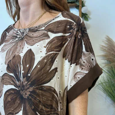 K129- Tunique Broderie anglaise (Tu) 🇮🇹 - marron - taille-unique