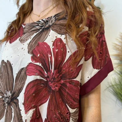 K129- Tunique Broderie anglaise (Tu) 🇮🇹 - bordeaux - taille-unique