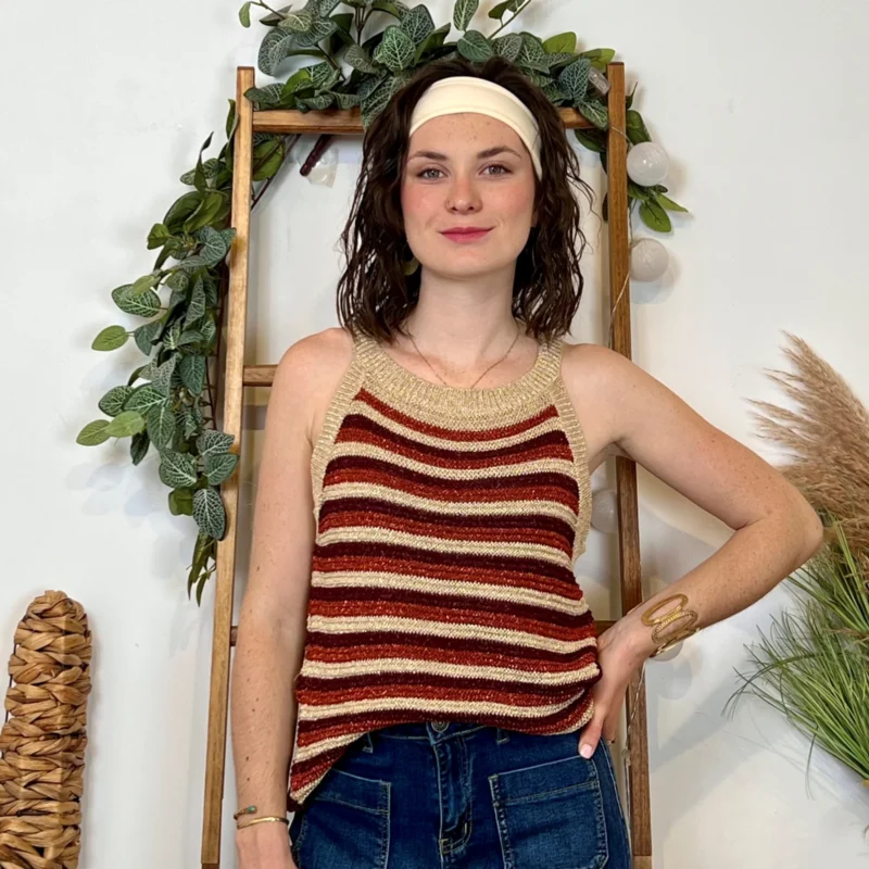 I944 - Débardeur Lurex (Tu) - rouille-brick - taille-unique