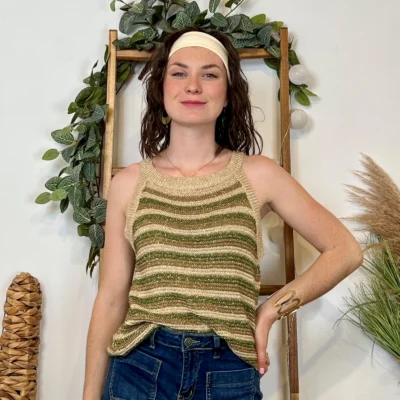 I944 - Débardeur Lurex (Tu) - kaki - taille-unique