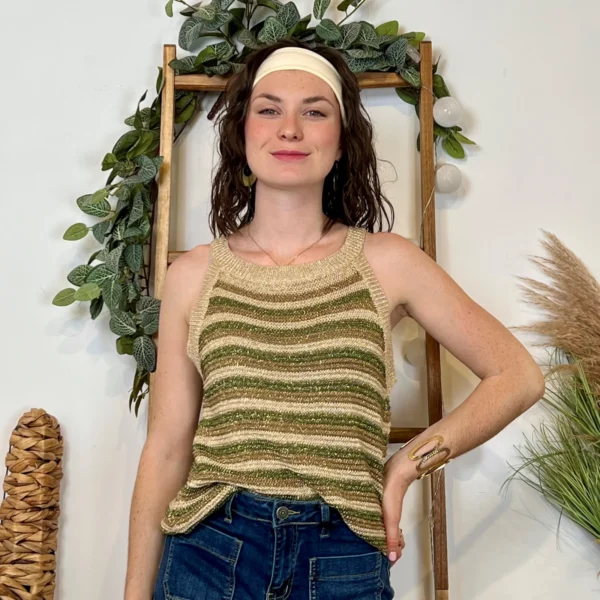 I944 - Débardeur Lurex (Tu) - kaki - taille-unique