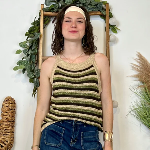 I944 - Débardeur Lurex (Tu) - kaki - taille-unique