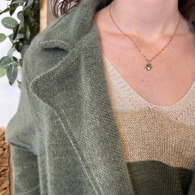 I880- Pull rayé Lurex (Tu) 🇮🇹 - kaki - taille-unique