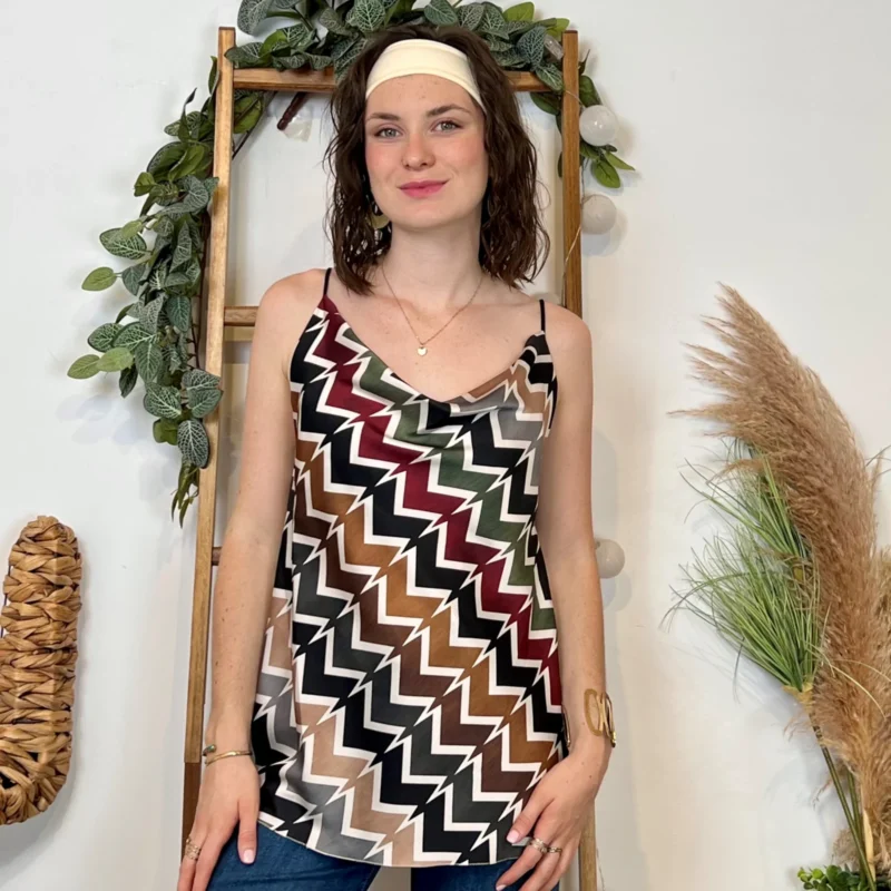 Top Zig Zag satiné (Tu) - marine - taille-unique