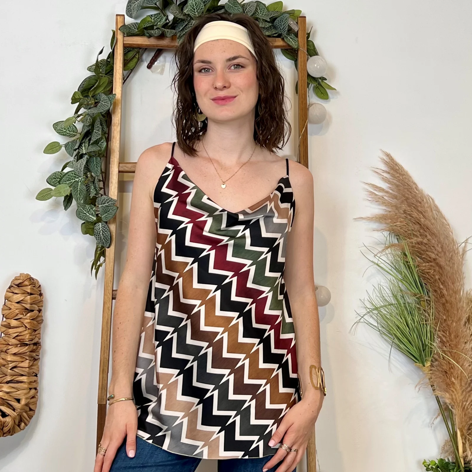 Top Zig Zag satiné (Tu) - marine - taille-unique