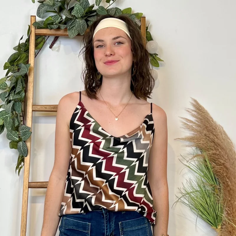 Top Zig Zag satiné (Tu) - marine - taille-unique