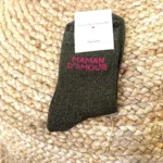 Chaussettes paillettes "Maman d'Amour" - kaki - sans-taille
