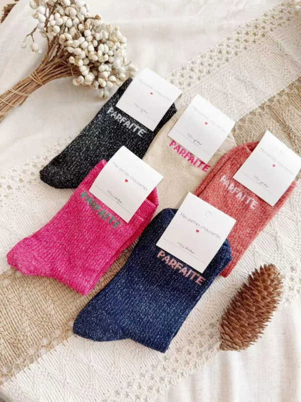 V313- Chaussettes paillettes "Parfaite" - fuchsia - sans-taille