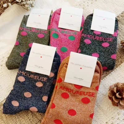 V313- Chaussettes paillettes "Amoureuse"