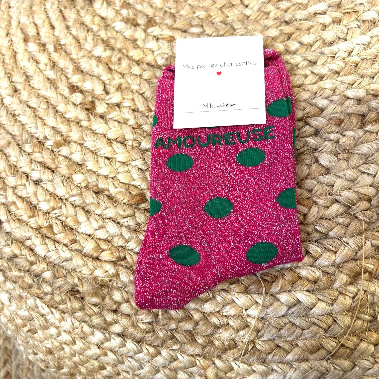 Chaussettes pailletées femme « Amoureuse »