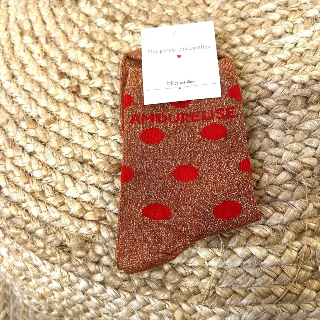 V313- Chaussettes paillettes "Amoureuse"