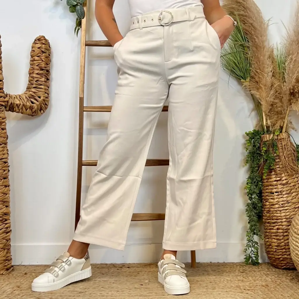 L752- Pantalon Tailleur (T36-T42) - ecru - 40