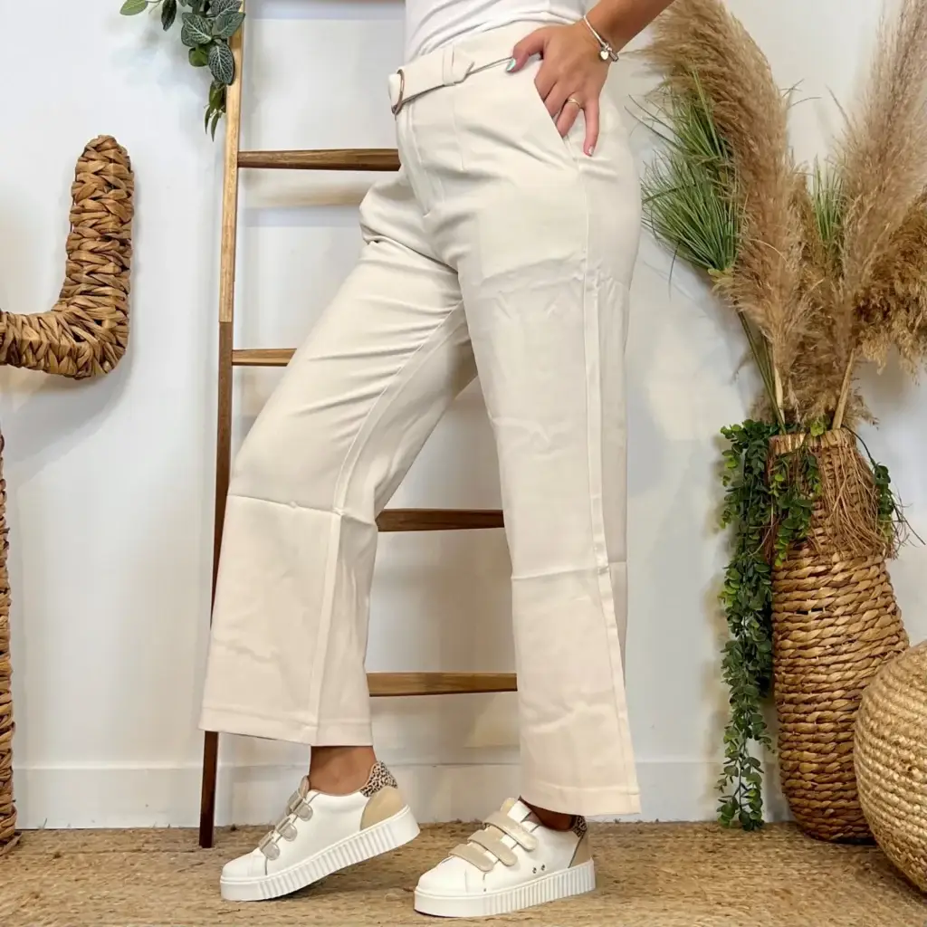 L752- Pantalon Tailleur (T36-T42) - ecru - 40