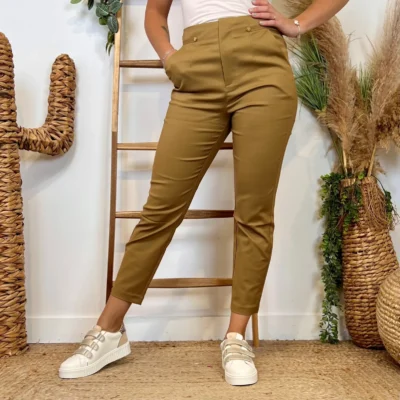 L748- Pantalon Tailleur Taille Haute (T36-T40) - camel - 40