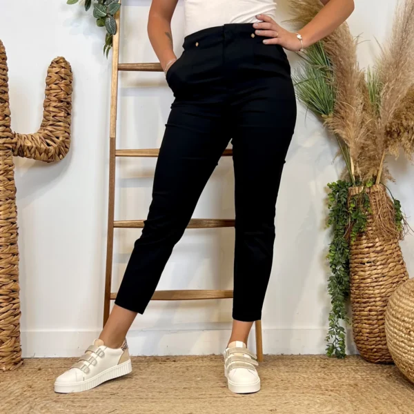 L748- Pantalon Tailleur Taille Haute (T36-T40) - noir - 40
