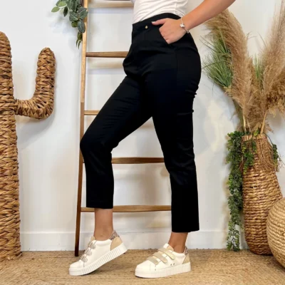 L748- Pantalon Tailleur Taille Haute (T36-T40) - noir - 40