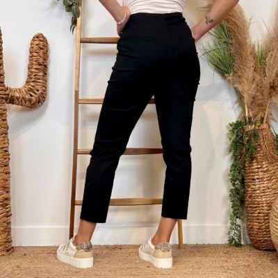 L748- Pantalon Tailleur Taille Haute (T36-T40) - noir - 40