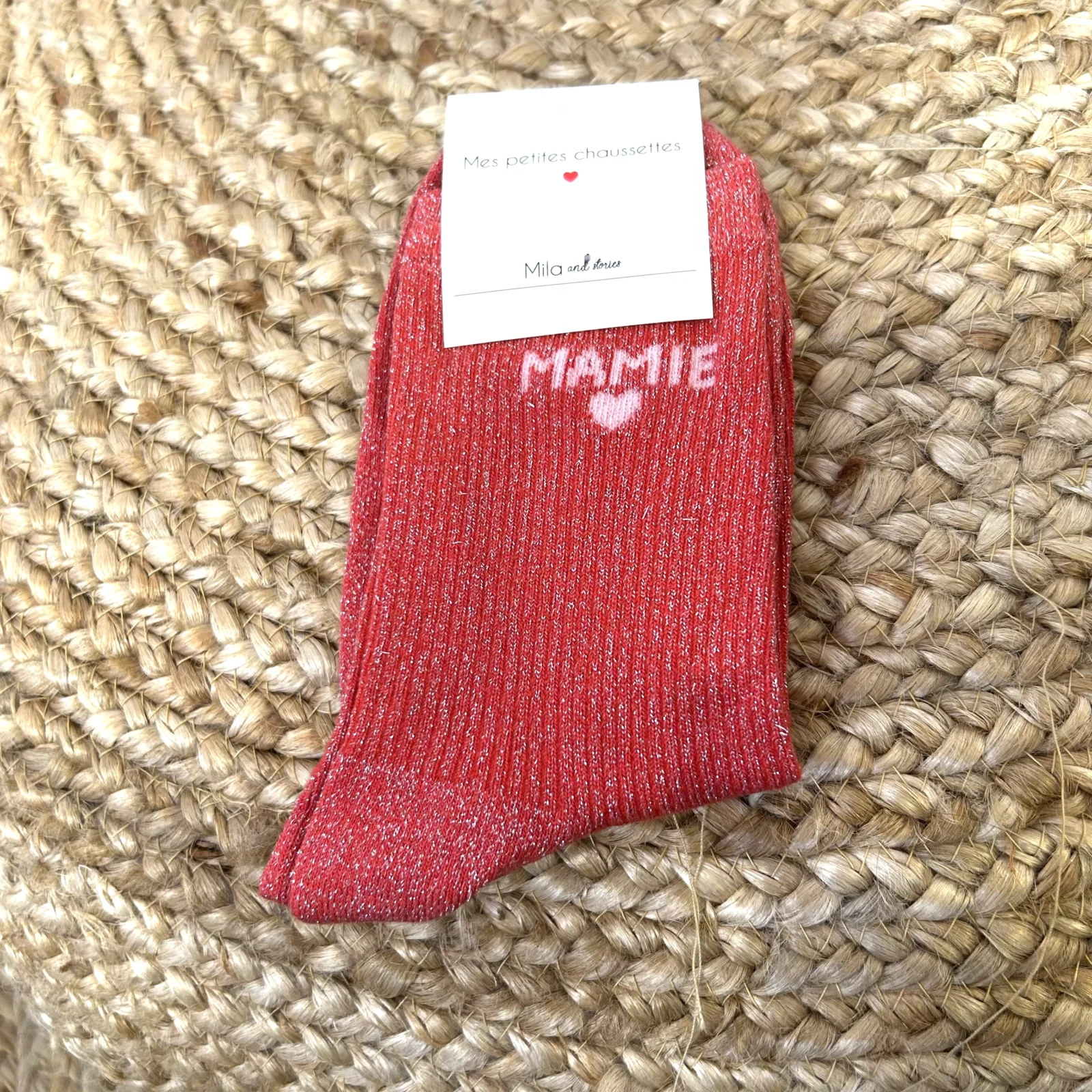 V305- Chaussettes paillettes "Mamie"