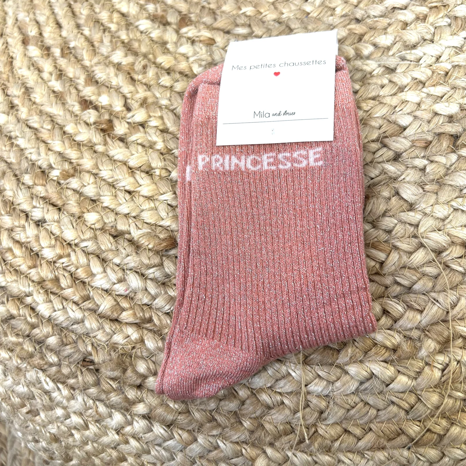 V321 - Chaussettes paillettes "Princesse" - rose-poudre - sans-taille