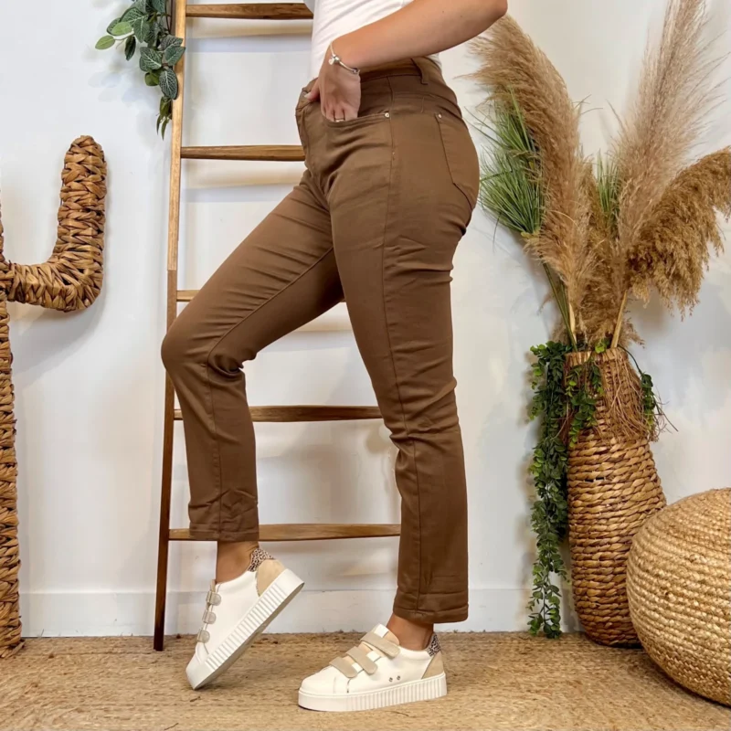 Jean 7/8ème à revers camel - VOGGO - camel - 44