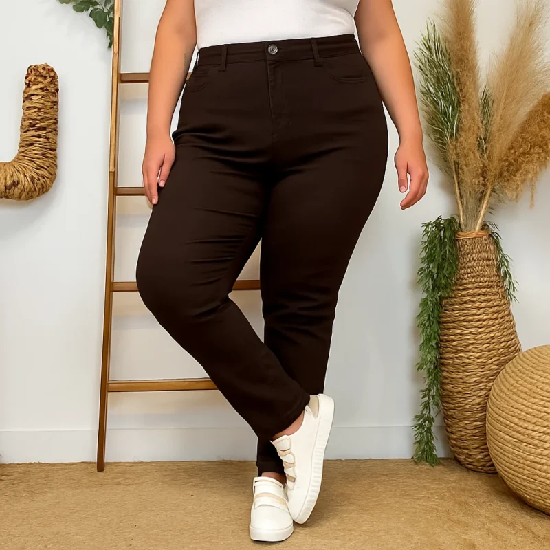 N012- Jean Slim Voggo (T42-T52) - marron-chocolat - 50