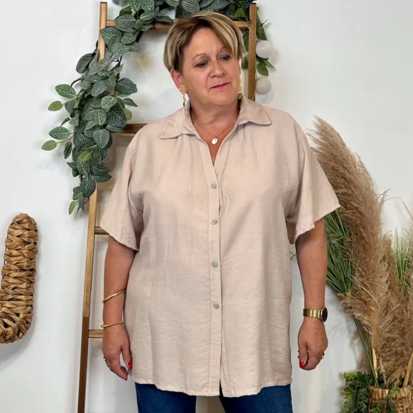 Z289- Chemise manches courtes (Gt) 🇮🇹 - beige - taille-unique-grande-taille