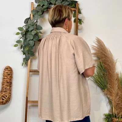 Z289- Chemise manches courtes (Gt) 🇮🇹 - beige - taille-unique-grande-taille