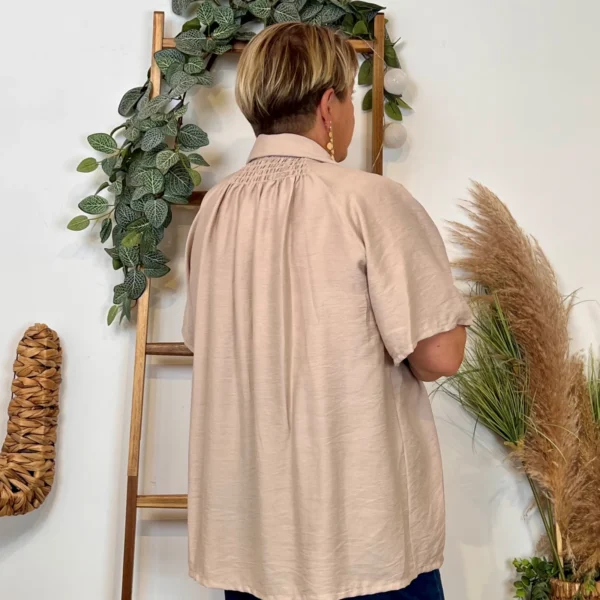 Z289- Chemise manches courtes (Gt) 🇮🇹 - beige - taille-unique-grande-taille