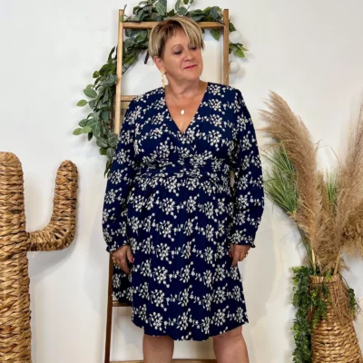 K082- Robe uni plumetis (T40-T48) - marine - 48