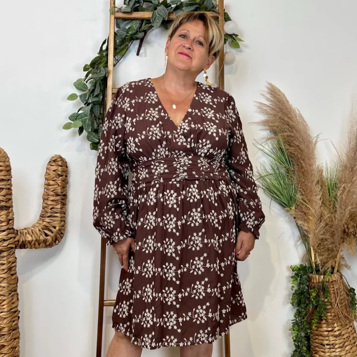 Robe uni plumetis (T40-T48) - marron - 48
