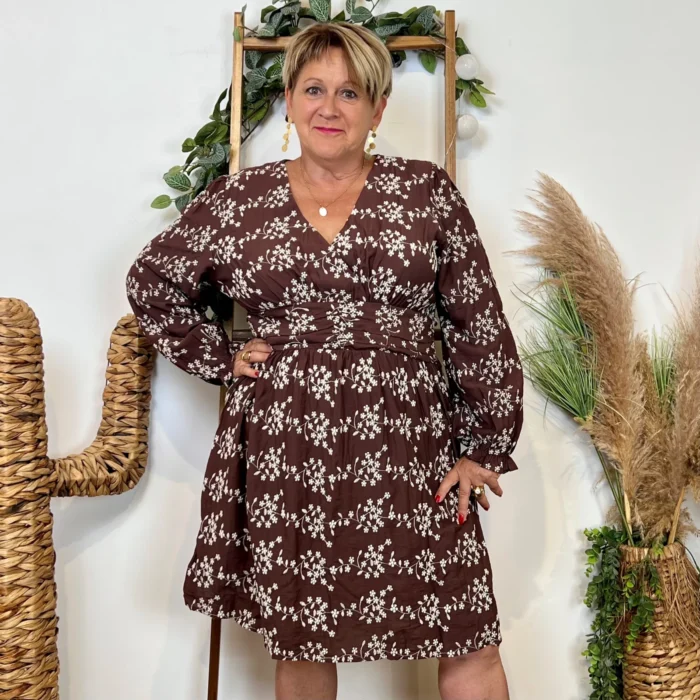 Robe uni plumetis (T40-T48) - marron - 48