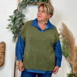 Pull sans manches (Tu) - kaki-clair - taille-unique-grande-taille