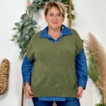 Pull sans manches (Tu) - kaki-clair - taille-unique-grande-taille