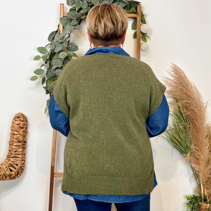 Pull sans manches (Tu) - kaki-clair - taille-unique-grande-taille