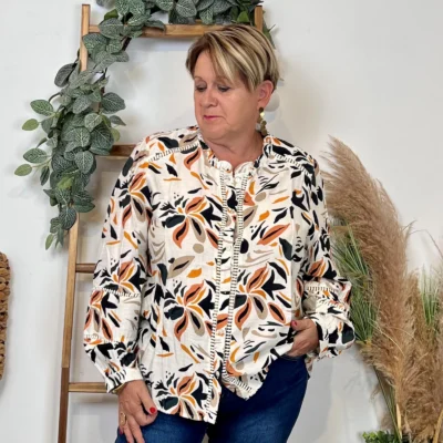 K053- Chemise imprimée By One (T40-T48) - beige - 48