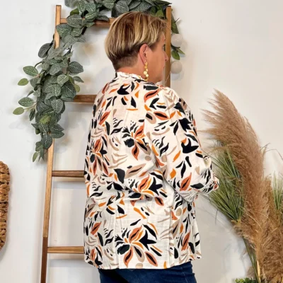 K053- Chemise imprimée By One (T40-T48) - beige - 48