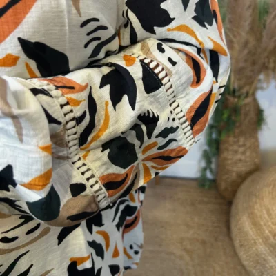 K053- Chemise imprimée By One (T40-T48) - beige - 48