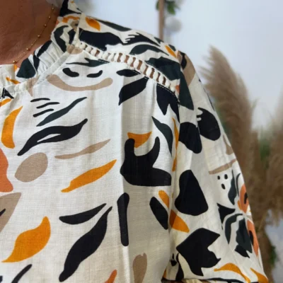 K053- Chemise imprimée By One (T40-T48) - beige - 48