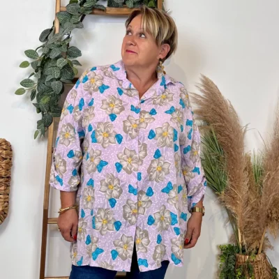 Z147- Chemise Florale (Gt) 🇮🇹 - violet - taille-unique-grande-taille